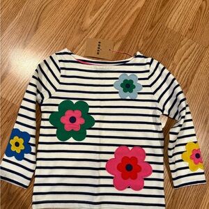 Mini Boden Striped Long Sleeve with Floral Accents